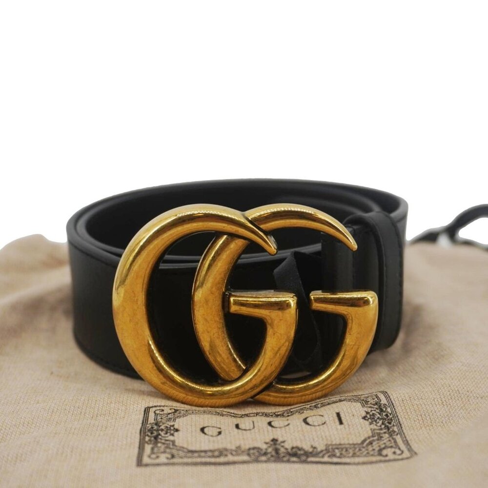 Gucci Double G Marmont Buckle Smooth Leather Belt Black 400593 - Picture 2 of 9